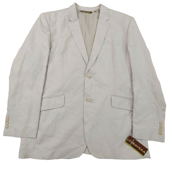 Cubavera Habana Night Sports Blazer Mens 44 Beige Two Button Linen Rayon Casual - Picture 4 of 13